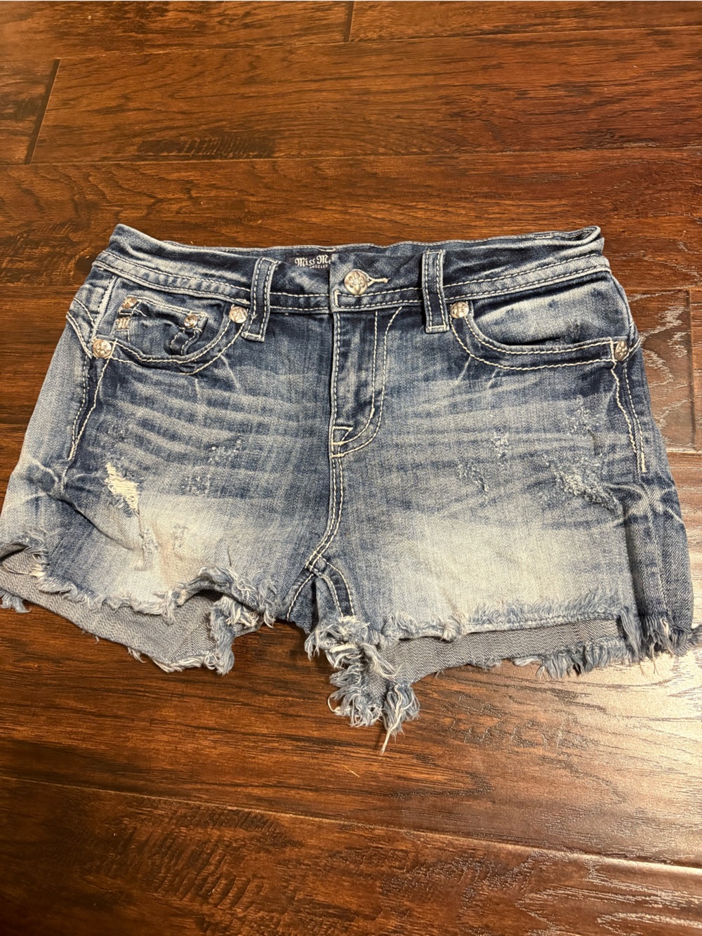 Miss Me Light Blue Distressed Denim Shorts